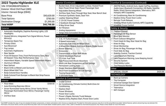 2023 Toyota Highlander XLE