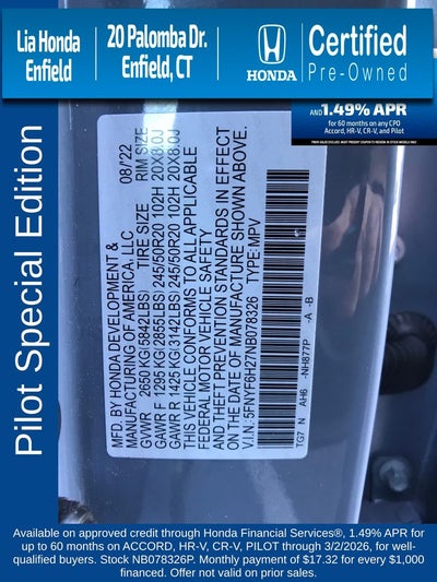 2022 Honda Pilot Special Edition