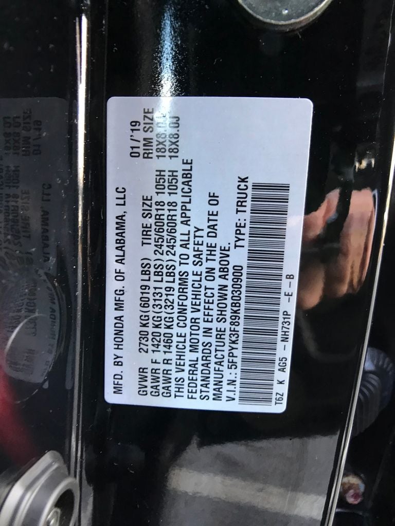 2019 Honda Ridgeline Black Edition