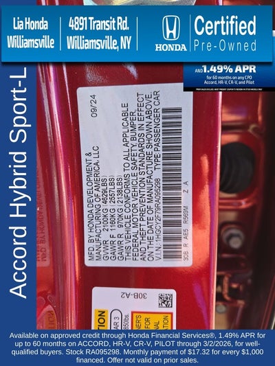 2024 Honda Accord Hybrid Sport-L