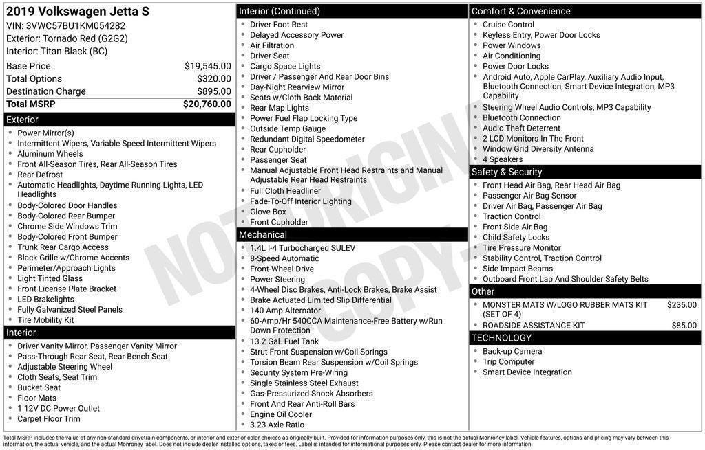 2019 Volkswagen Jetta 1.4T S