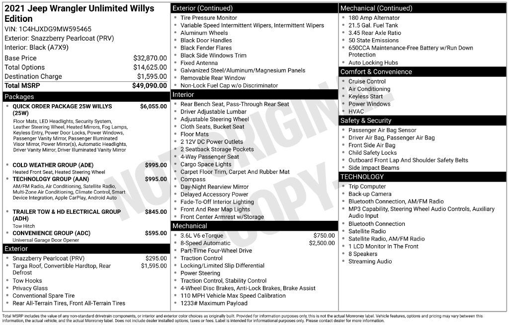 2021 Jeep Wrangler Unlimited Willys