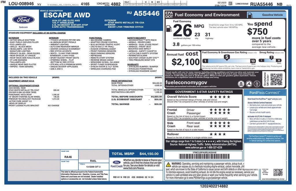 2024 Ford Escape ST-Line Elite