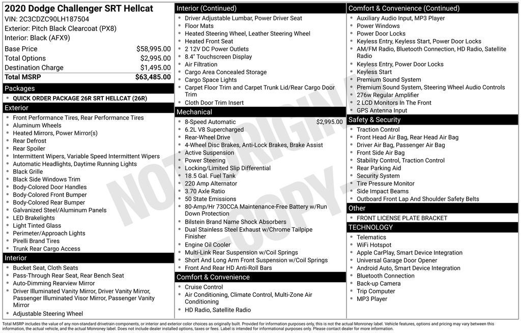 2020 Dodge Challenger SRT Hellcat