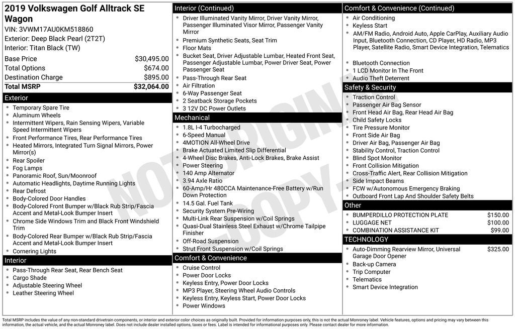 2019 Volkswagen Golf Alltrack TSI SE 4Motion