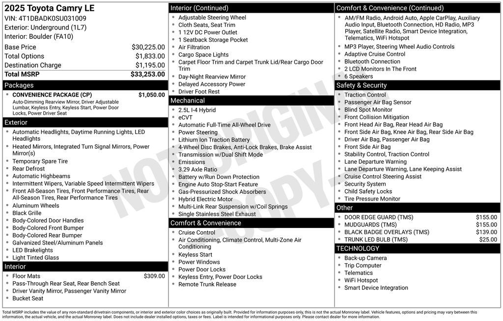 2025 Toyota Camry LE