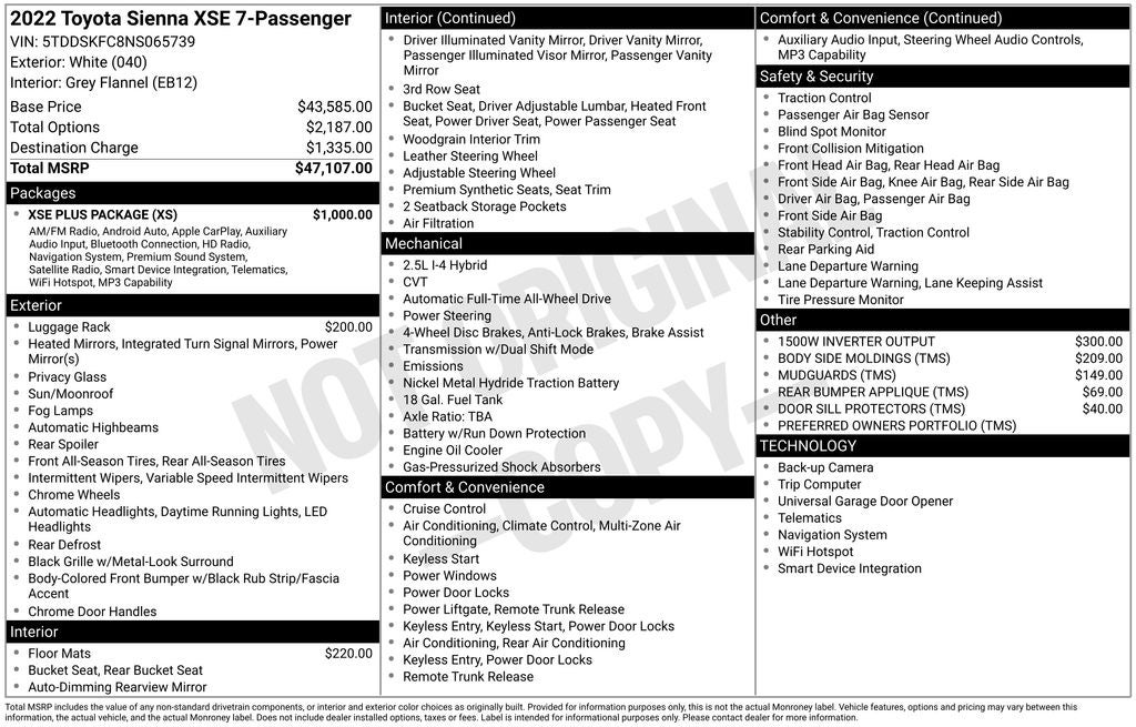 2022 Toyota Sienna XSE 7 Passenger