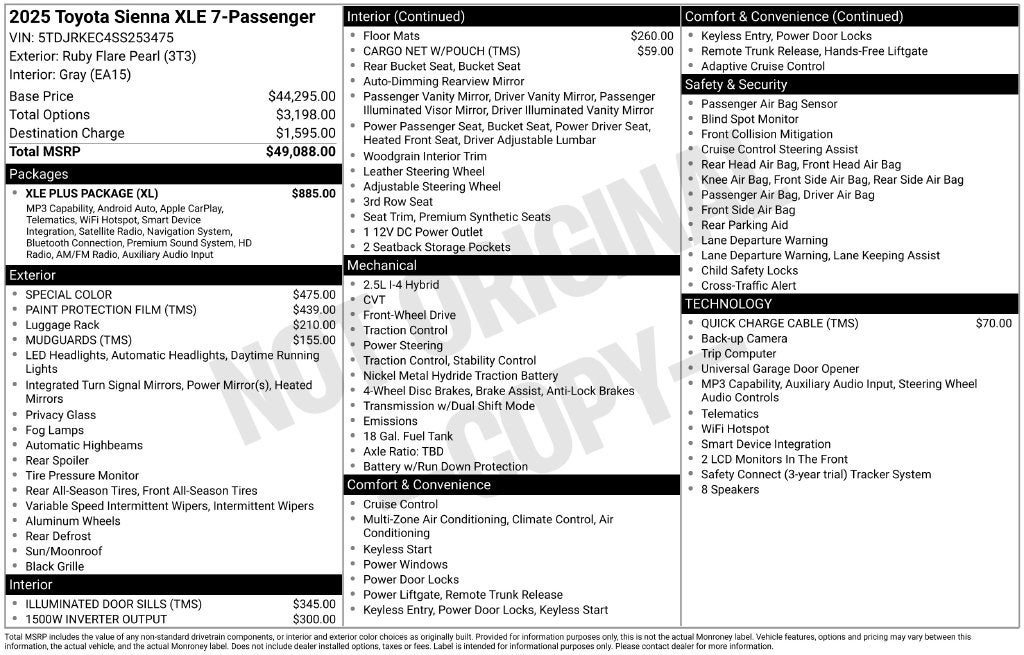 2025 Toyota Sienna XLE 7 Passenger