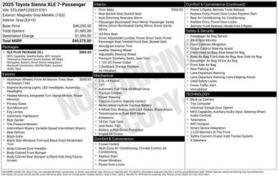 2025 Toyota Sienna XLE 7 Passenger