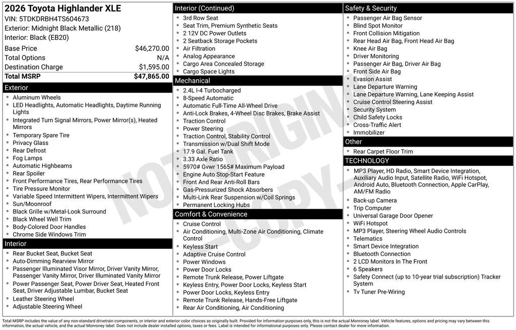 2026 Toyota Highlander XLE
