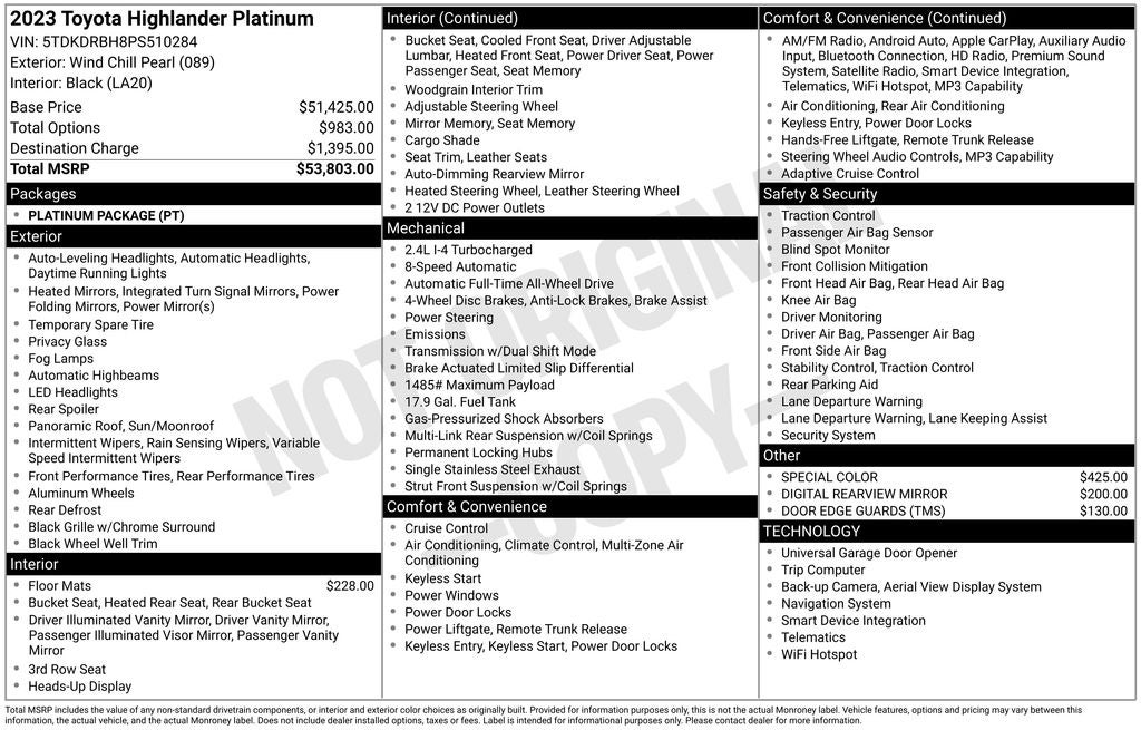 2023 Toyota Highlander Platinum