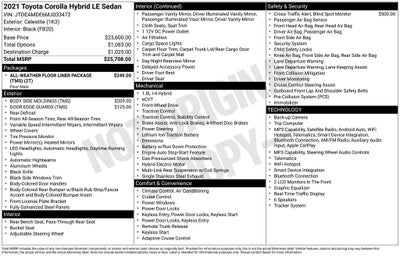 2021 Toyota Corolla Hybrid LE