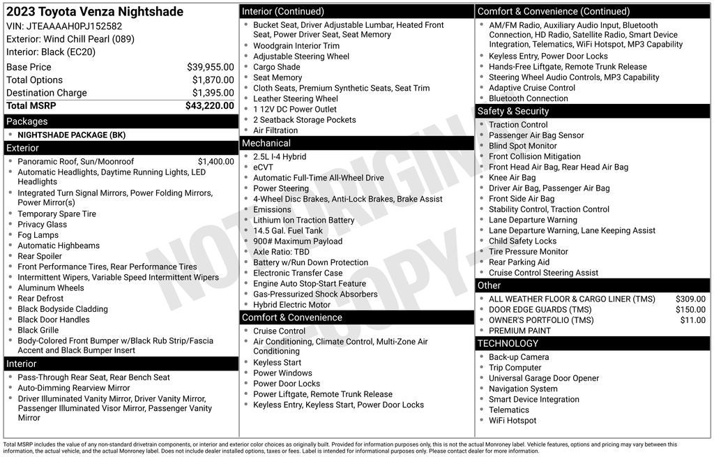 2023 Toyota Venza Nightshade
