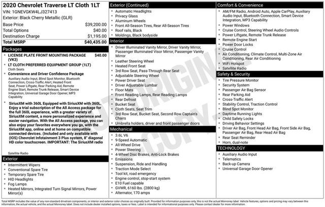 2020 Chevrolet Traverse LT Cloth