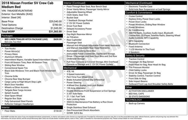2018 Nissan Frontier SV V6