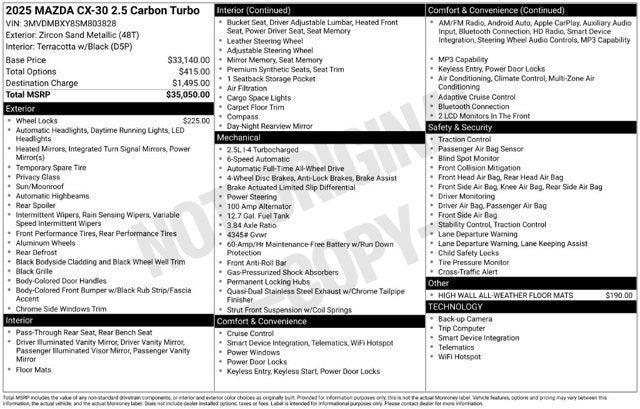 2025 Mazda Mazda CX-30 2.5 Carbon Turbo