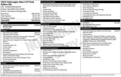 2024 Volkswagen Atlas 2.0T Peak Edition SEL
