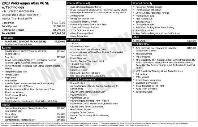 2023 Volkswagen Atlas 3.6L V6 SE w/Technology