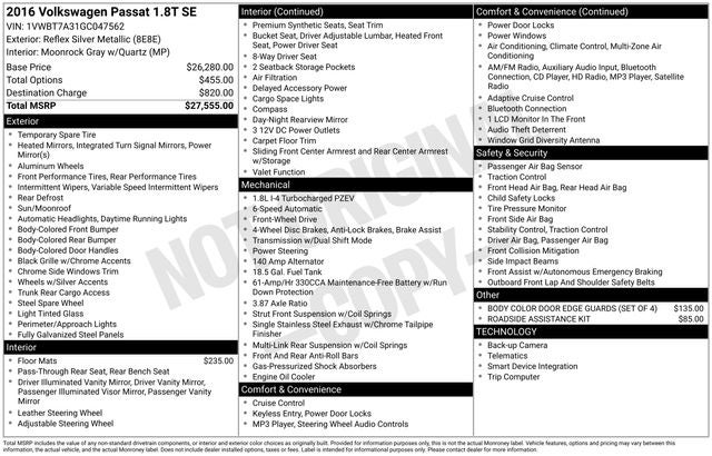 2016 Volkswagen Passat 1.8T SE