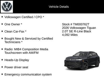 2026 Volkswagen Tiguan 2.0T SE R-Line Black