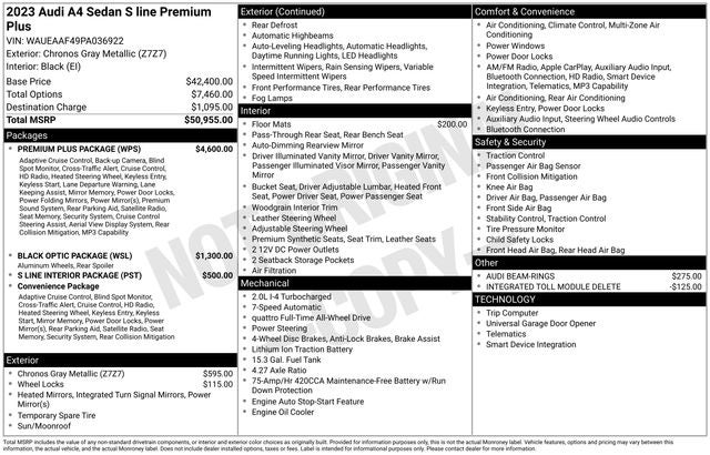 2023 Audi A4 45 S line Premium Plus quattro