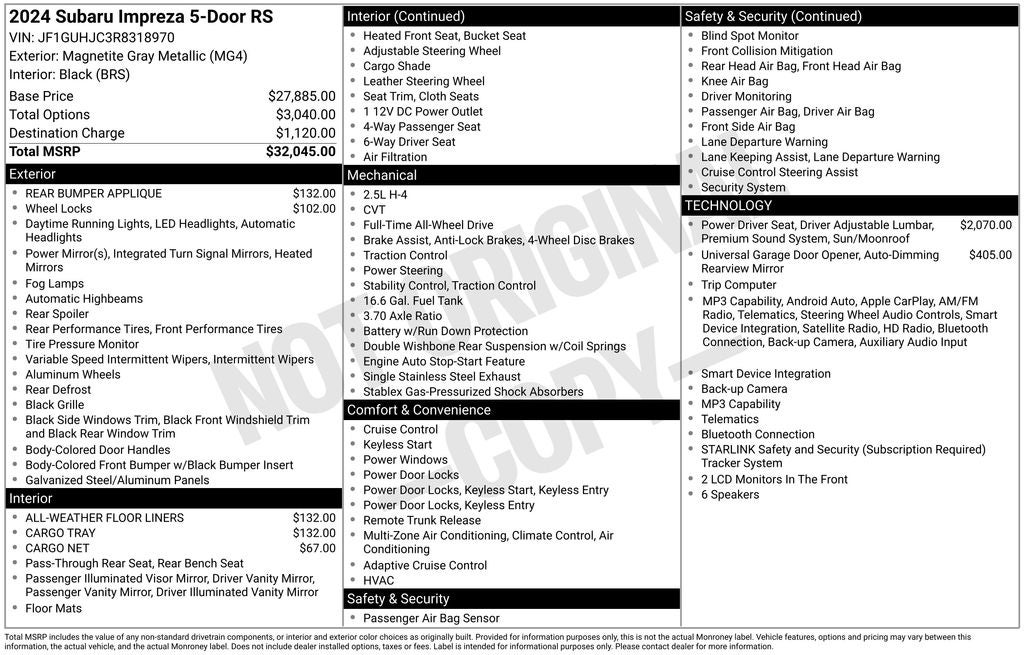 2024 Subaru Impreza 2.5RS