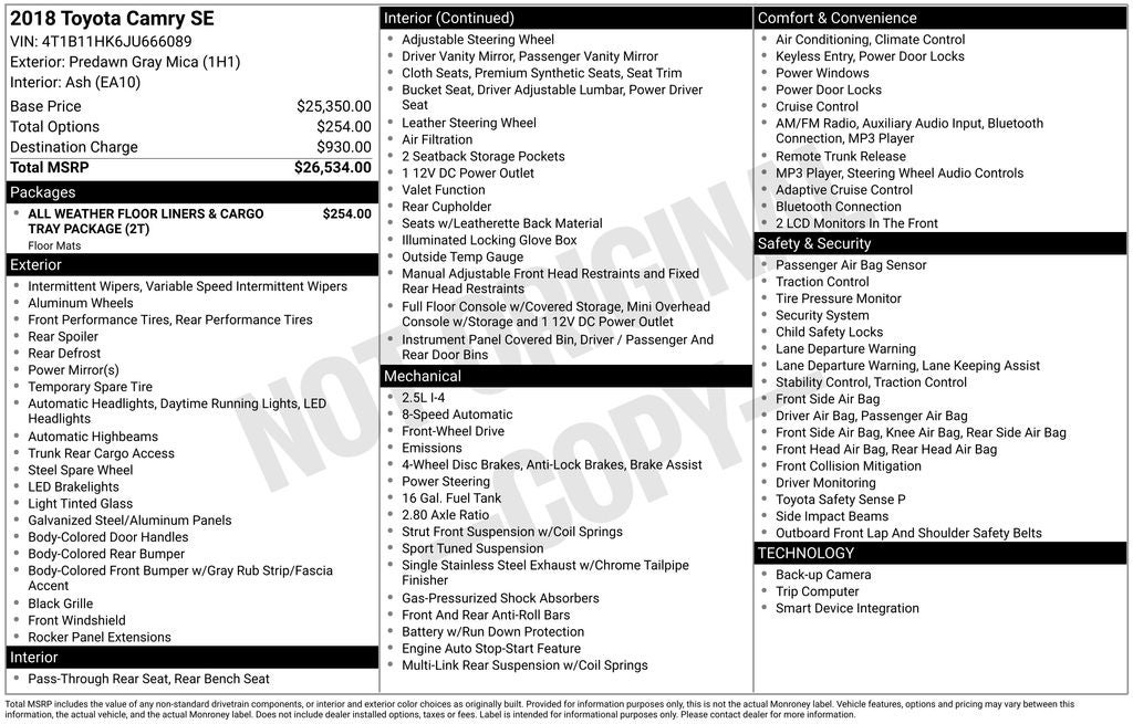 2018 Toyota Camry SE