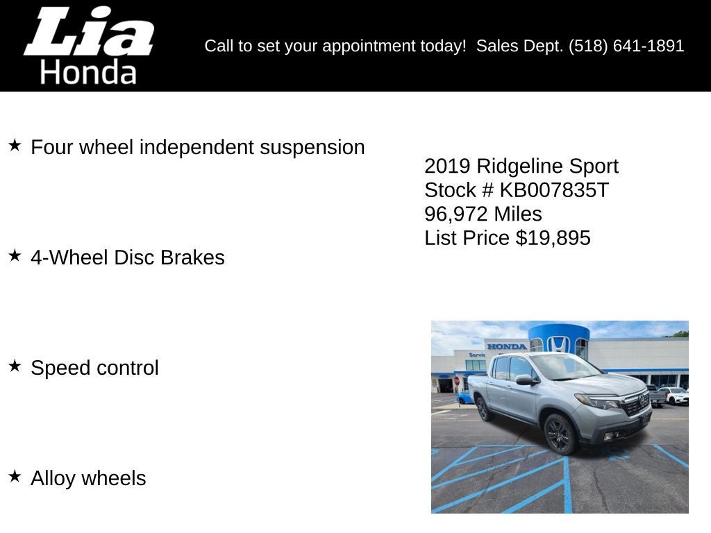2019 Honda Ridgeline Sport