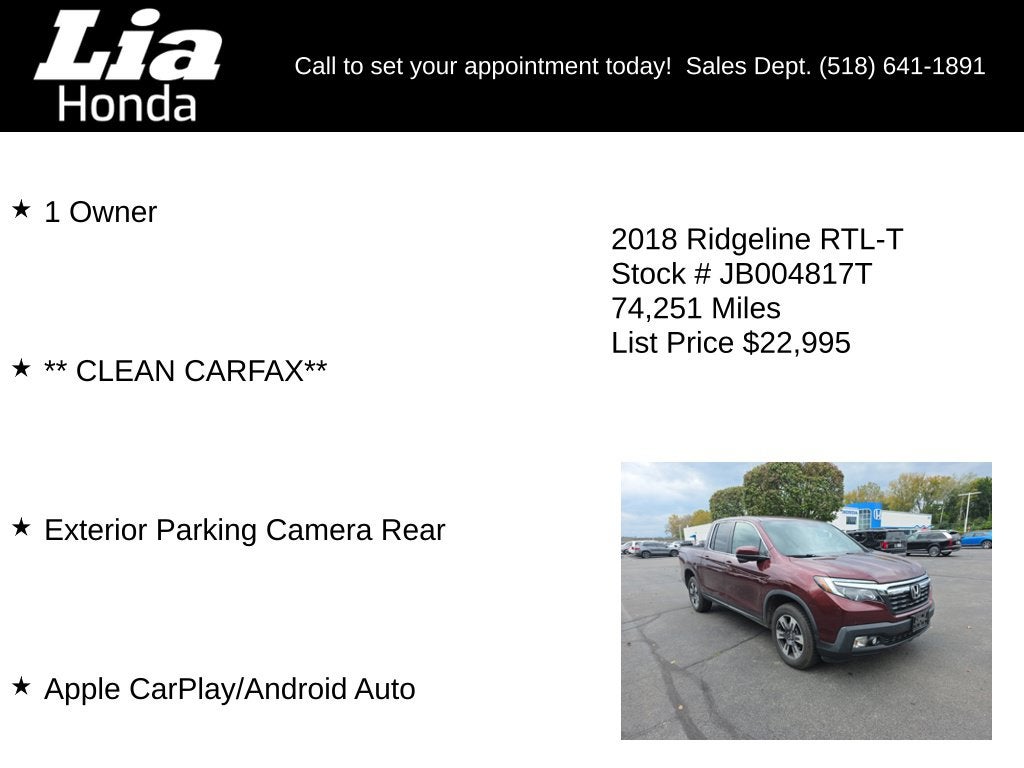 2018 Honda Ridgeline RTL-T