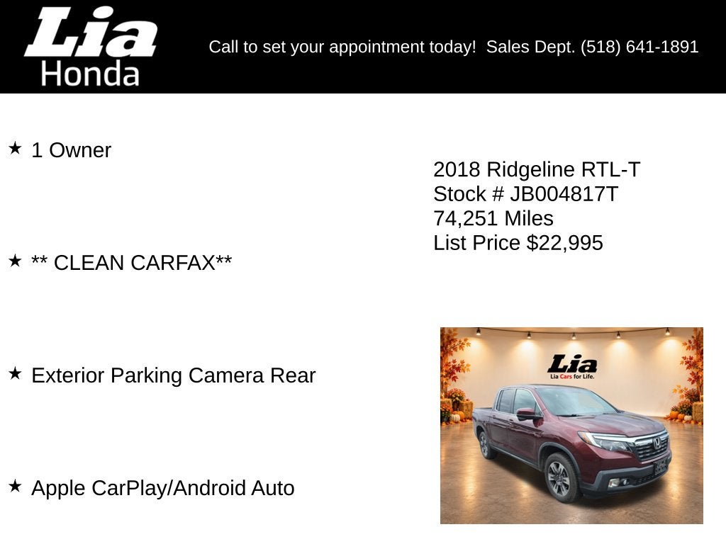 2018 Honda Ridgeline RTL-T