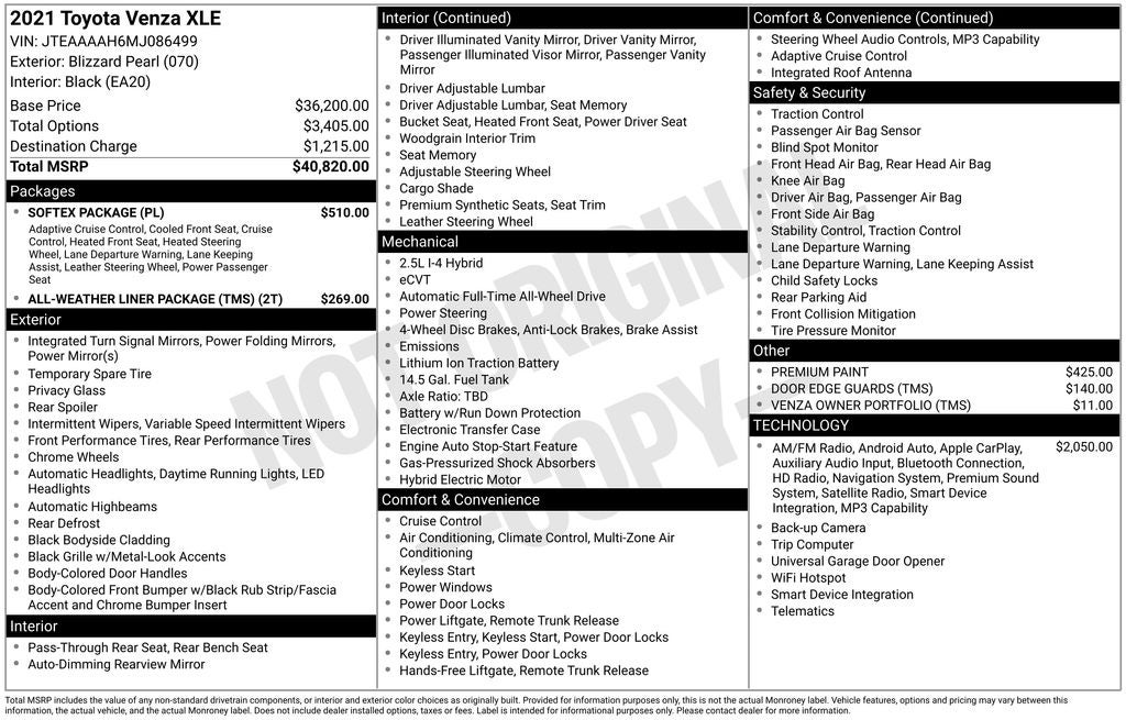 2021 Toyota Venza XLE