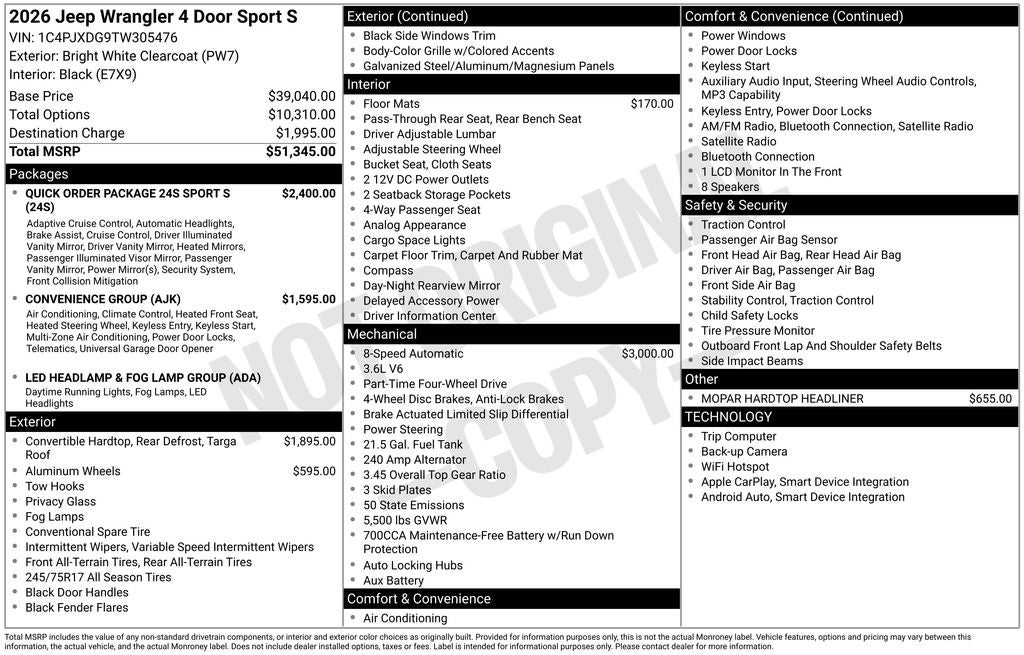 2026 Jeep Wrangler Sport S