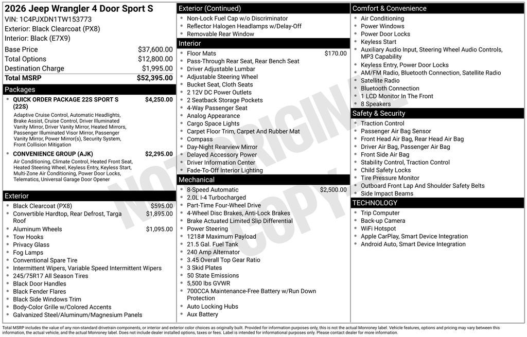2026 Jeep Wrangler Sport S