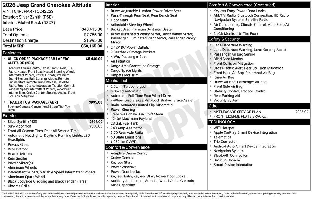 2026 Jeep Grand Cherokee Laredo Altitude