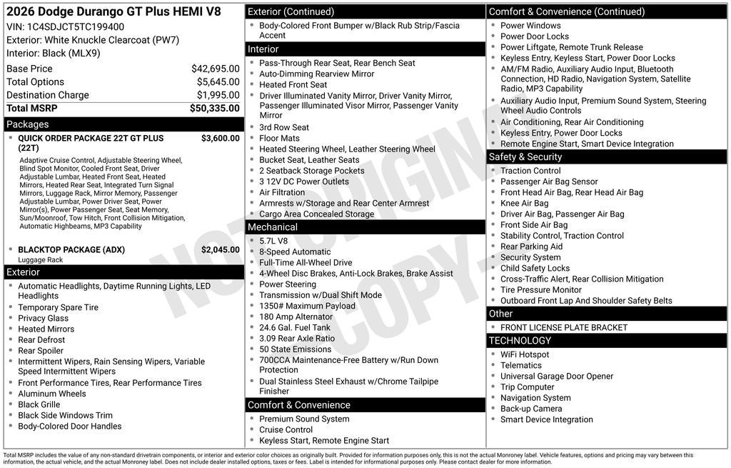2026 Dodge Durango GT Plus HEMI V8