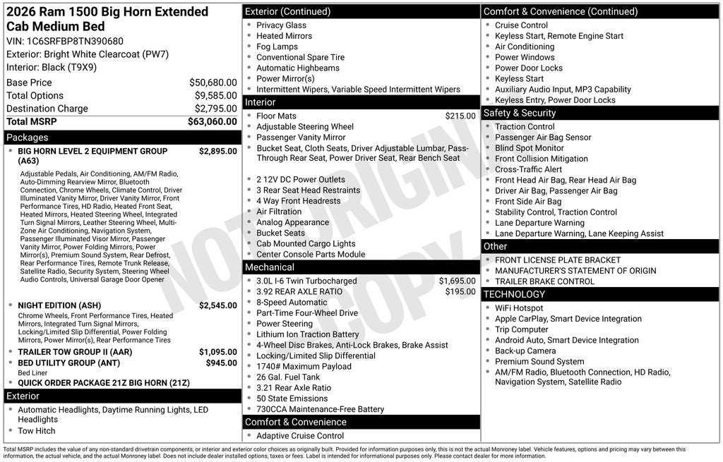 2026 RAM 1500 Big Horn/Lone Star 4D Quad Cab