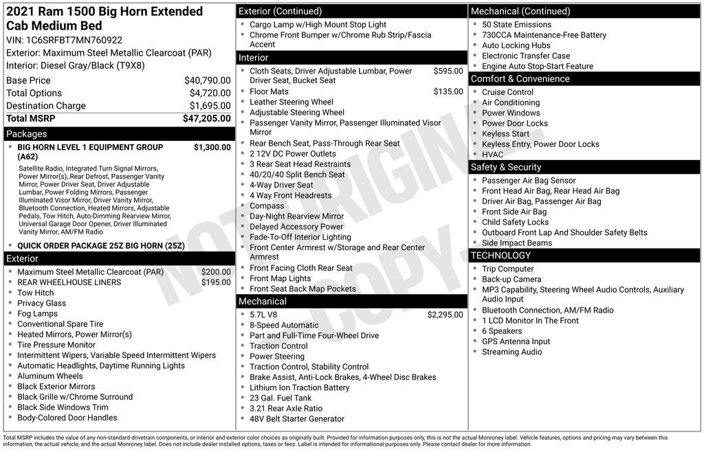 2021 RAM 1500 Big Horn/Lone Star 4D Quad Cab