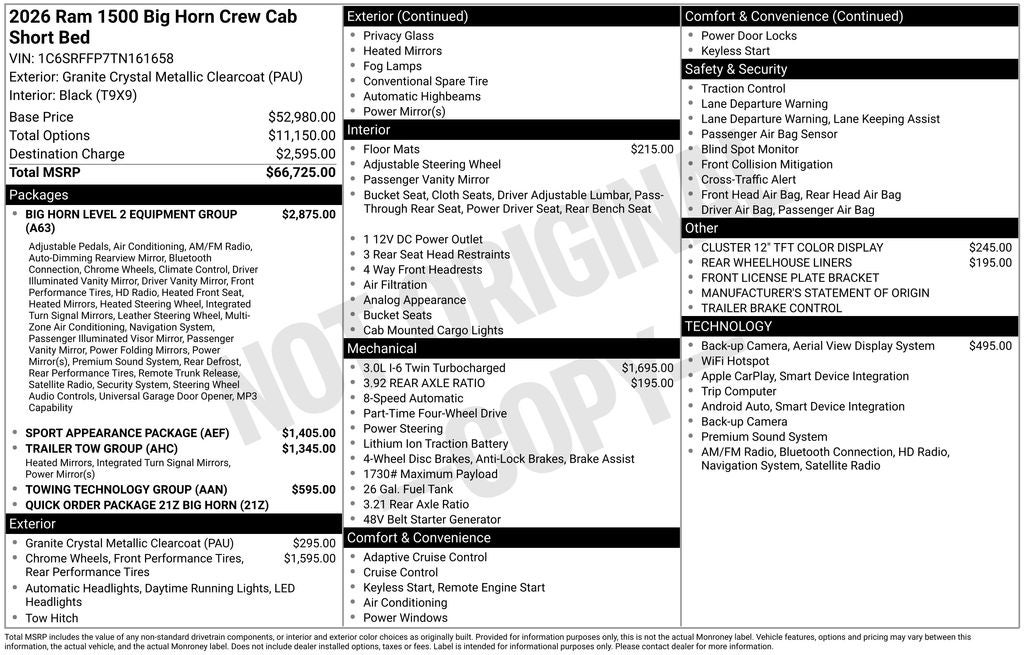 2026 RAM 1500 Big Horn/Lone Star 4D Crew Cab