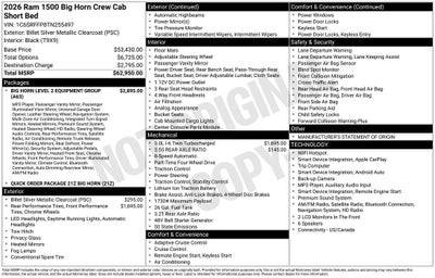 2026 RAM 1500 Big Horn/Lone Star 4D Crew Cab