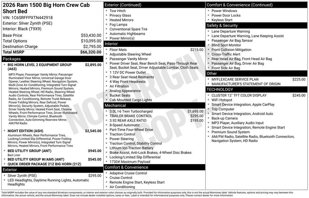 2026 RAM 1500 Big Horn/Lone Star 4D Crew Cab