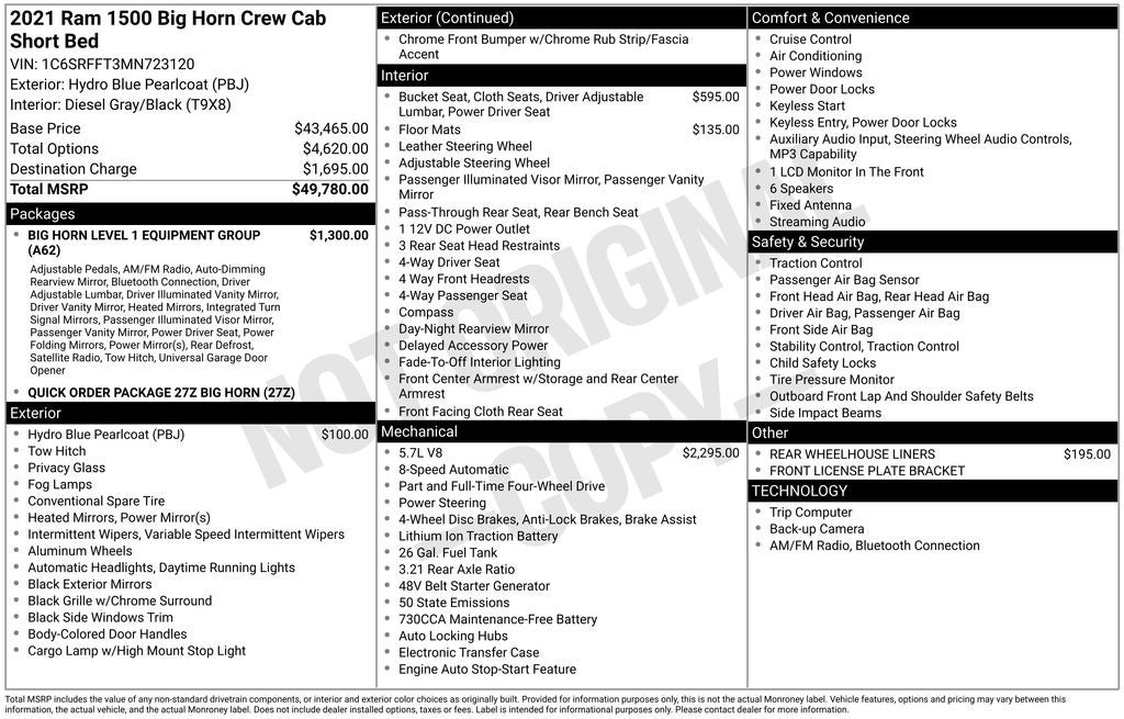 2021 RAM 1500 Big Horn/Lone Star 4D Crew Cab