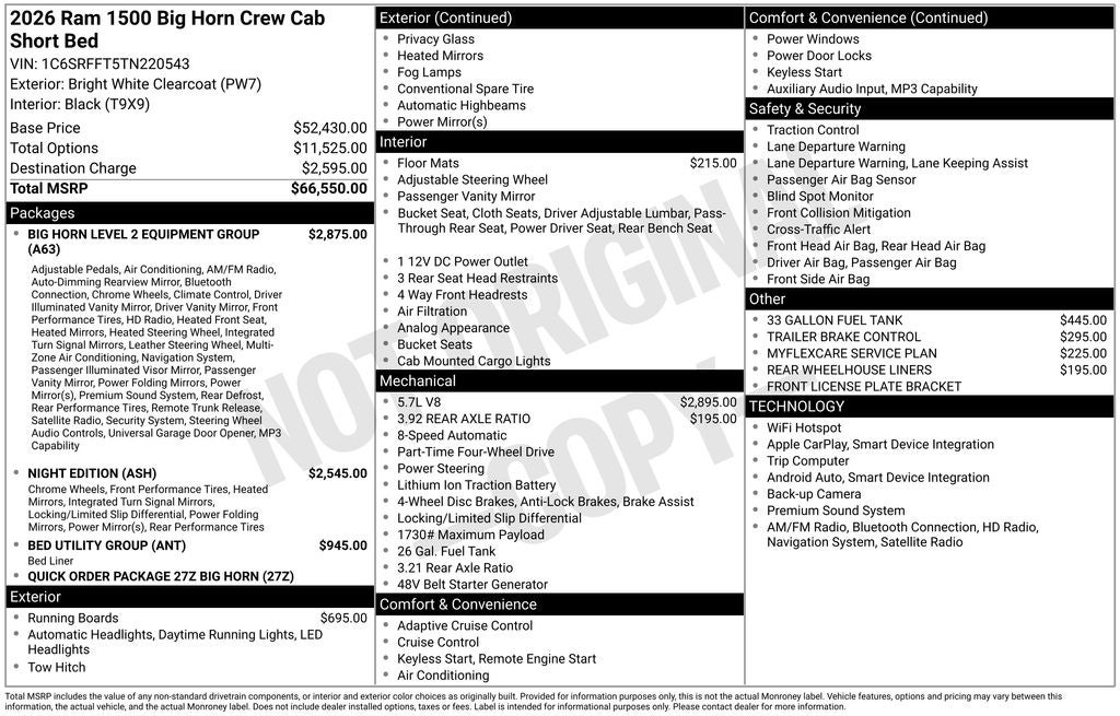 2026 RAM 1500 Big Horn/Lone Star 4D Crew Cab