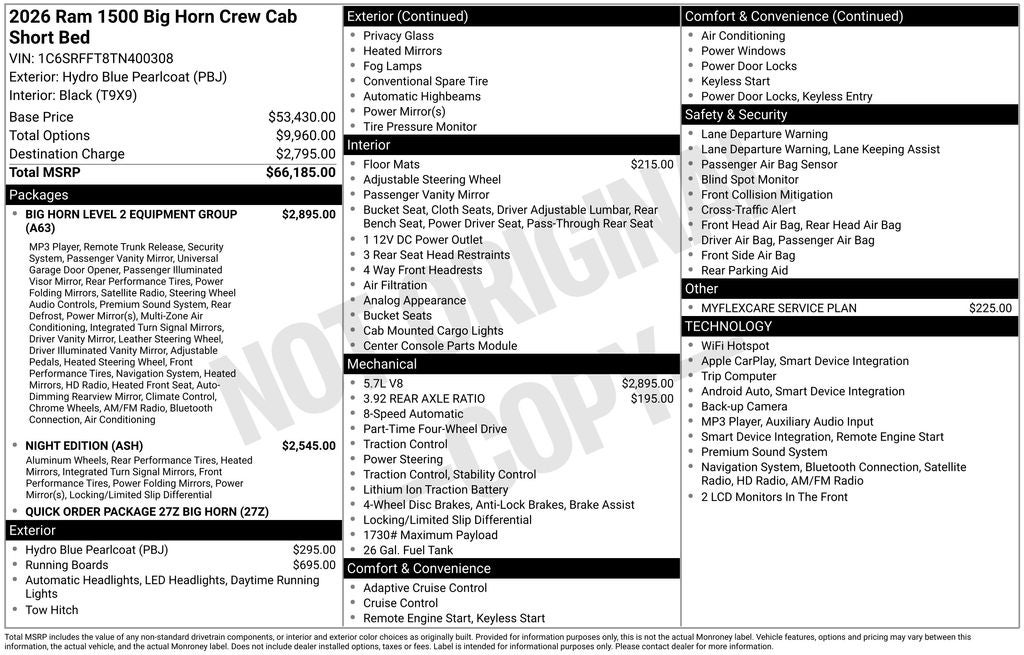 2026 RAM 1500 Big Horn/Lone Star 4D Crew Cab