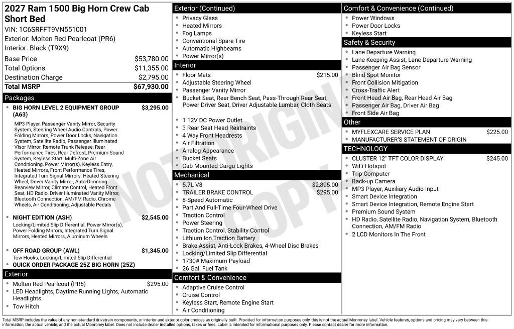 2027 RAM 1500 Big Horn/Lone Star 4D Crew Cab