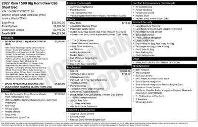 2027 RAM 1500 Big Horn/Lone Star 4D Crew Cab