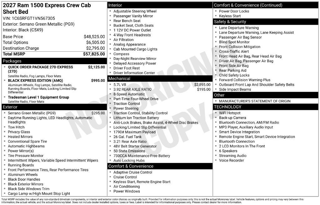 2027 RAM 1500 Express 4D Crew Cab