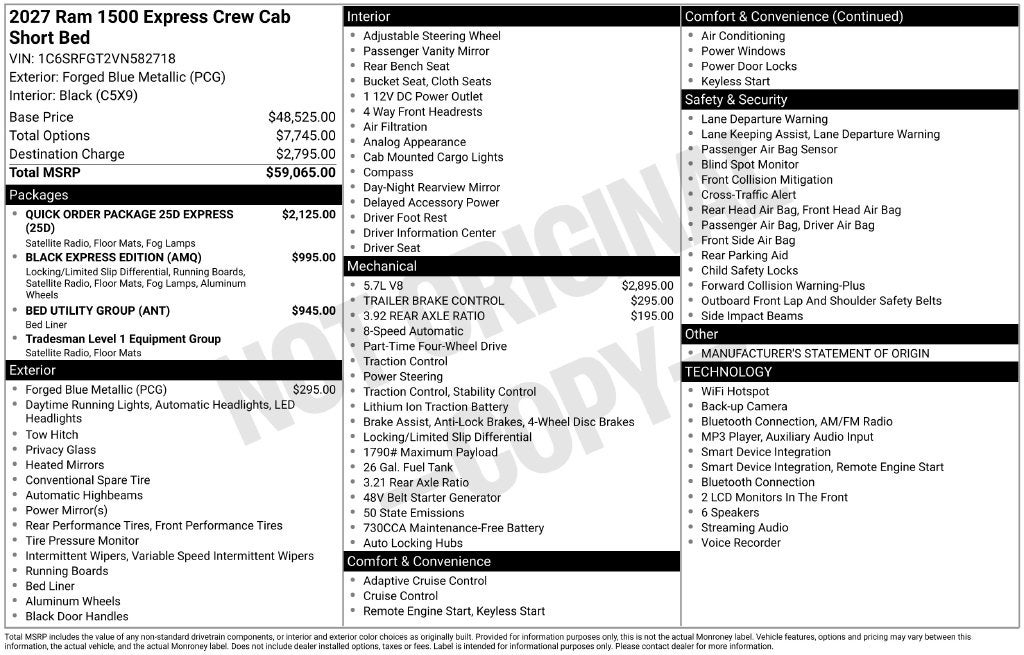 2027 RAM 1500 Express 4D Crew Cab