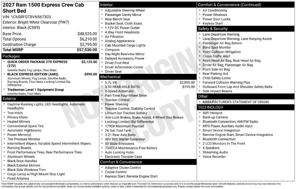 2027 RAM 1500 Express 4D Crew Cab