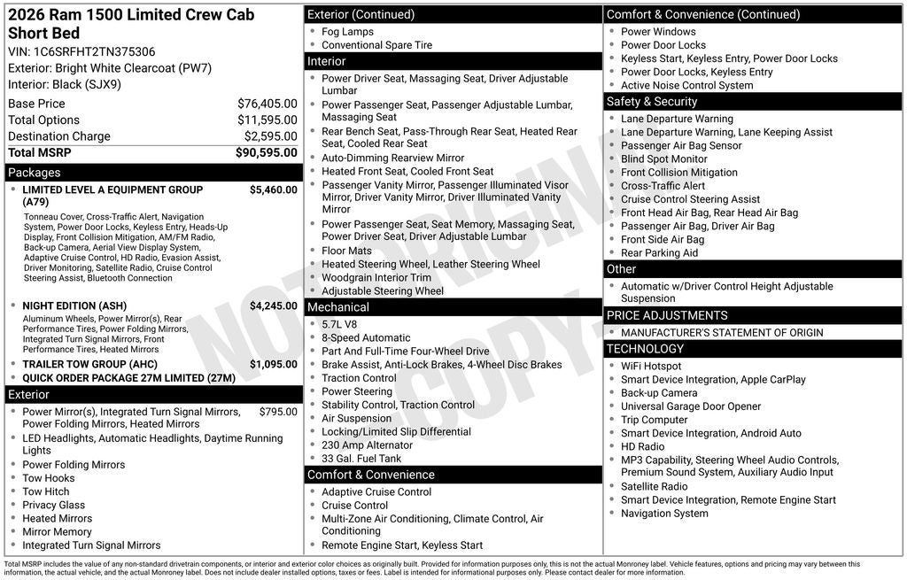 2026 RAM 1500 Limited 4D Crew Cab