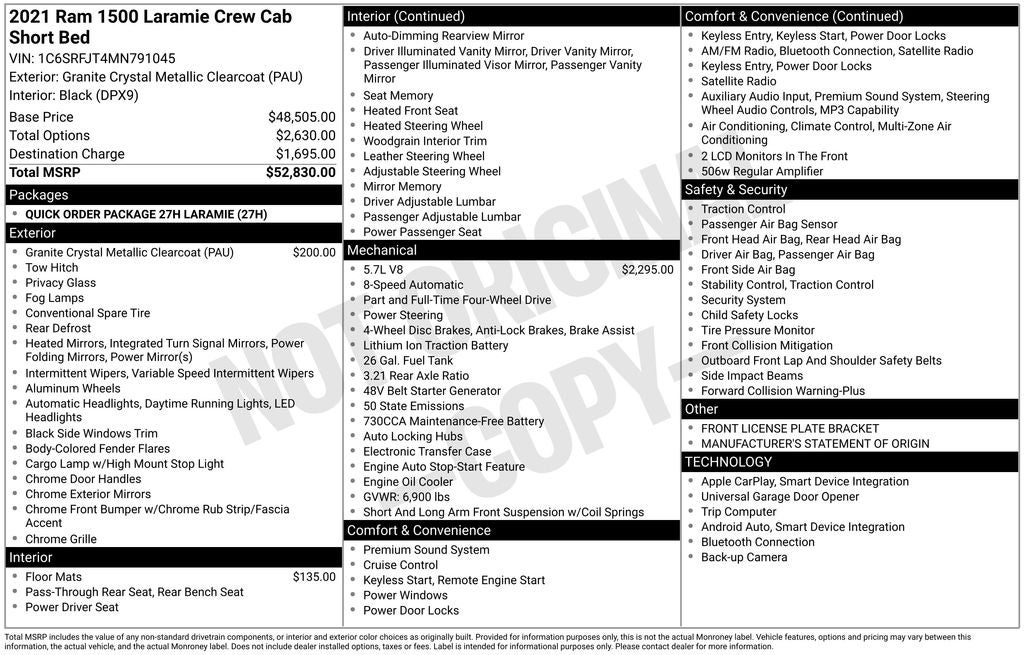 2021 RAM 1500 Laramie 4D Crew Cab